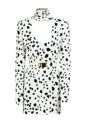 Rowen Rose dalmatian draped-collar mini dress - White