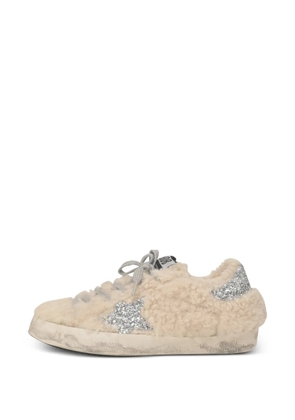 Golden Goose Super-Star shearling glittered sneakers - Neutrals