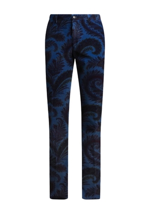 ETRO ribbed foliage trousers - Blue