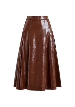 Essentiel Antwerp Jib plated A-line midi skirt - Brown