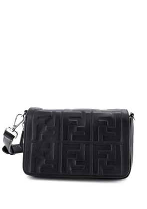 Fendi Pre-Owned Expandable Flap Bag Zucca Embossed Leather crossbody bag - Black