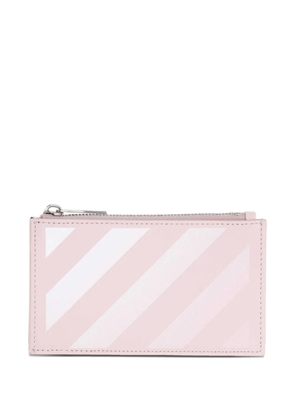 Off-White striped-print zip wallet - Pink