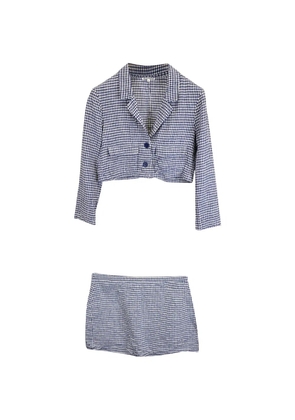 Reformation Elton gingham-check cropped blazer - Blue