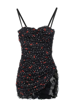 DES PHEMMES ruched cherry polka-dot dress - Black