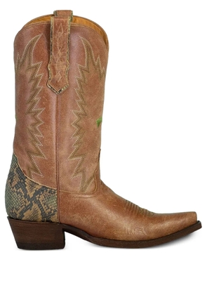 MIRONOVA snake-detail leather boots - Brown