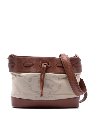 Burberry Pre-Owned 2000-2017 Leather Trimmed Canvas Drawstring bucket bag - Brown