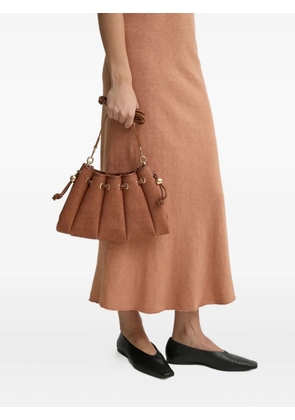 Themoirè pleated drawstring shoulder bag - Brown