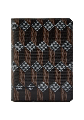 Au Départ geometric-print passport holder - Black