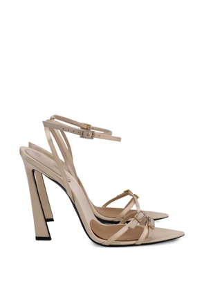 Saint Laurent Pre-Owned Gippy embellished sandals - Neutrals