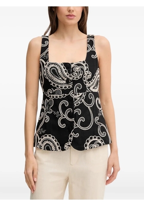 Pedro Del Hierro embroidered-paisley top - Black