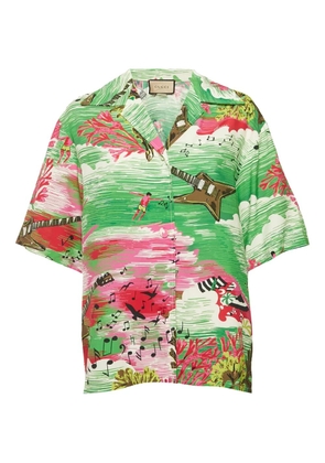 Gucci Pre-Owned guitar-print short-sleeve shirt - Green