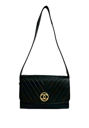 CHANEL Pre-Owned 1991-1994 CC Chevron Lambskin Flap crossbody bag - Black