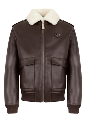 Philipp Plein logo-plaque jacket - Brown