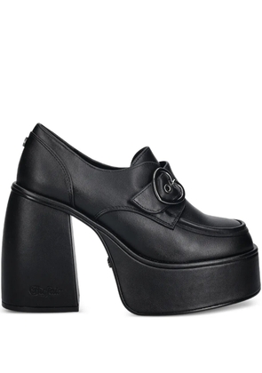 Buffalo 125mm Heart buckle platform pumps - Black