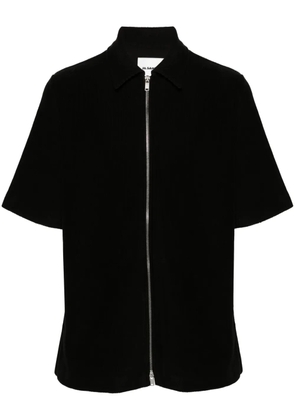 Jil Sander + towelling zip-up shirt - Black