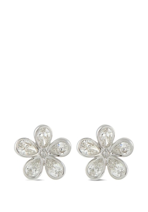 LB Exclusive floral-motif diamond stud earrings - Silver