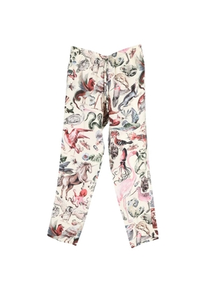 Valentino Garavani Pre-Owned animal-design straight-leg trousers - Neutrals