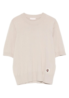 LIU JO logo-patch short-sleeve sweater - Neutrals