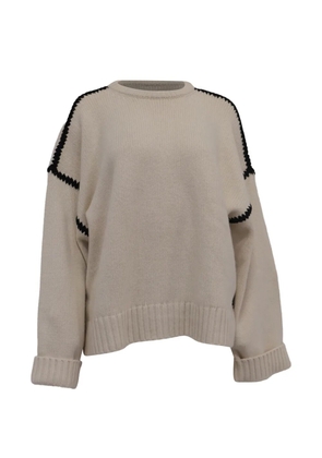 TOTEME knitted embroidered drop shoulder sweater - Neutrals
