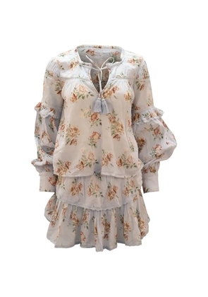 LoveShackFancy floral-print tassel-detail blouse and skirt set - Blue