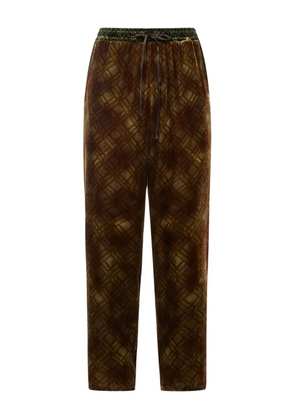 Pierre-Louis Mascia geometric-pattern velvet trousers - Brown