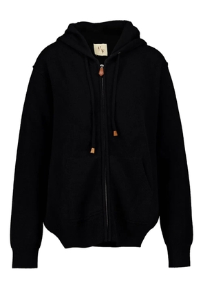 PAULA cashmere zip-up hoodie - BLACK