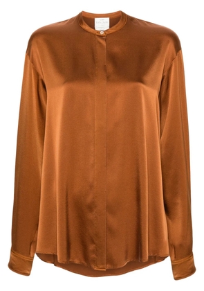 Forte Forte band-collar satin shirt - Brown