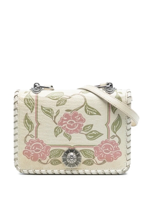 Miu Miu Pre-Owned 2010 Goatskin Madras Floral Embossed crossbody bag - White