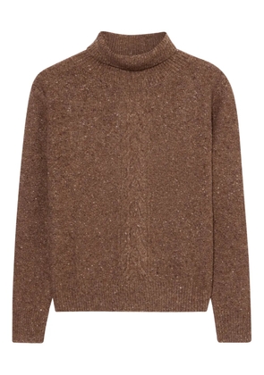 Brooks Brothers cable-knit detailed turtleneck sweater - Brown