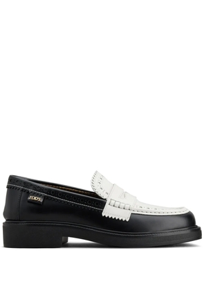 Tod's brogue-trim leather loafers - Black