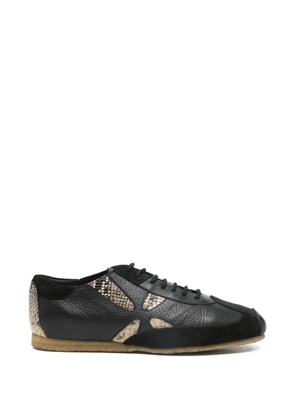 Stefan Cooke slashed embossed leather sneakers - Black