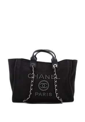 CHANEL Pre-Owned Deauville Pearl Embellished Canvas Medium tote bag - Black