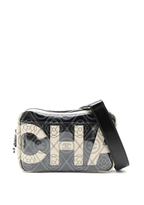 CHANEL Pre-Owned 2018 Coated Canvas Camellia Logo Camera Bag crossbody bag - White