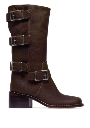 Bernardo Bernardo 1946 50mm triple-buckle leather boots - Brown