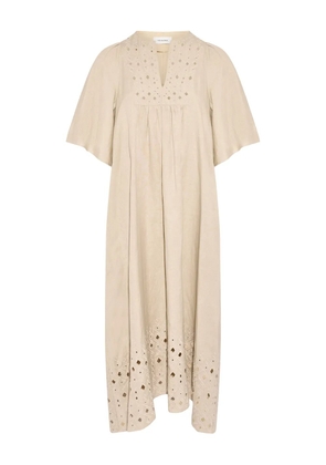 Yves Salomon embroidered-detail midi dress - Neutrals