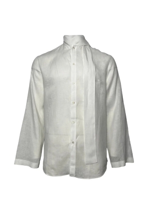 Valentino Garavani Pre-Owned scarf-detail logo-embroidered shirt - White