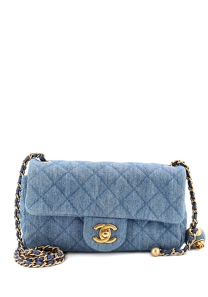 CHANEL Pre-Owned Pearl Crush Flap Bag Quilted Denim Mini crossbody bag - Blue