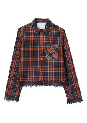 3.1 Phillip Lim plaid-pattern lace-trim cropped shirt - Red