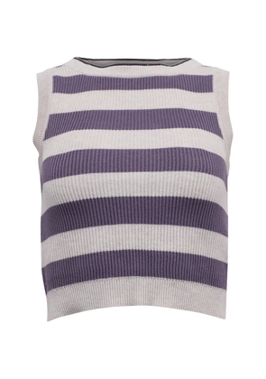 Brunello Cucinelli Vintage striped crew-neck tank top - White