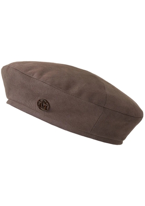 Maison Michel New Billy logo-plaque beret - Brown