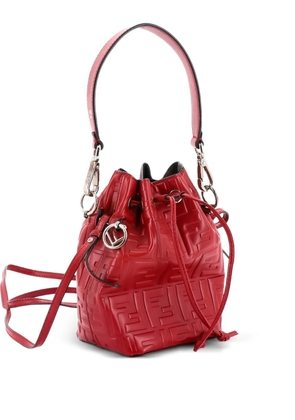 Fendi Pre-Owned Mon Tresor Zucca Embossed Leather Mini bucket bag - Red