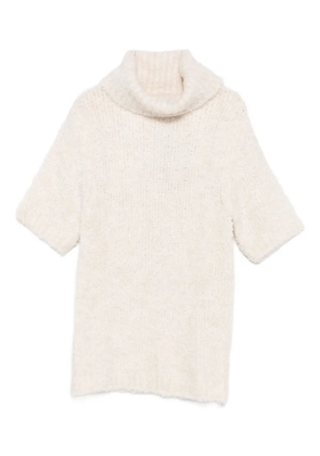 DIXIE roll-neck short-sleeve knitted top - White