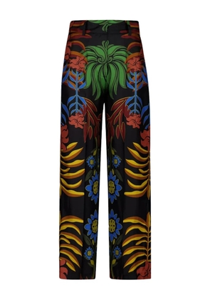 PAULA floral-print silk twill trousers - Black