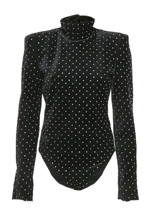 Saint Laurent Pre-Owned velvet crystal bodysuit - Black
