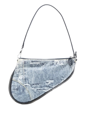 Christian Dior Pre-Owned 1991 Mini Canvas Denim Print Saddle Pochette shoulder bag - Blue