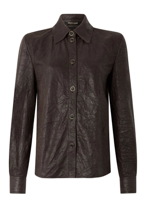 Roberto Cavalli buttoned leather shirt - Brown