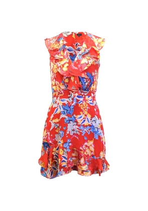 Saloni floral-print ruffled mini dress - Red