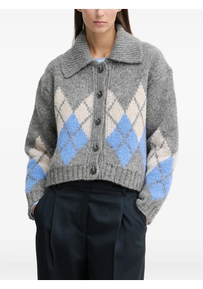 Marc O'Polo argyle button cardigan - Grey