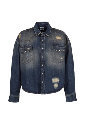 VETEMENTS distressed-detail chest-pocket shirt - Blue