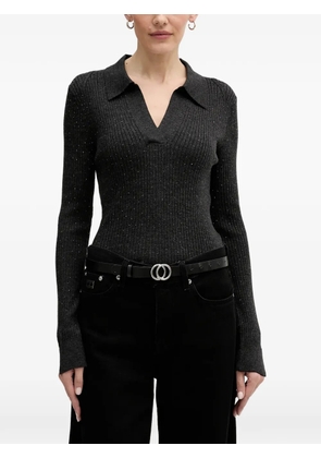 Mos Mosh Ronika V-neck collared top - Grey